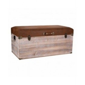 Cassapanca Alexandra House Living Marrone Poliuretano Legno MDF 40 x 38 x 80 cm
