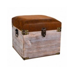 Sgabello Alexandra House Living Marrone Poliuretano Legno MDF 30 x 28 x 30 cm