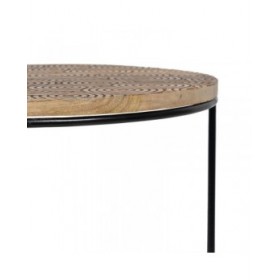 Tavolo aggiuntivo 60 x 39,5 x 60 cm Naturale Nero Metallo Legno (2 Unità)