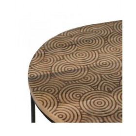 Tavolo aggiuntivo 60 x 39,5 x 60 cm Naturale Nero Metallo Legno (2 Unità)