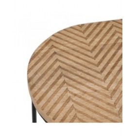 Tavolo aggiuntivo 60 x 39,5 x 60 cm Naturale Nero Metallo Legno (2 Unità)