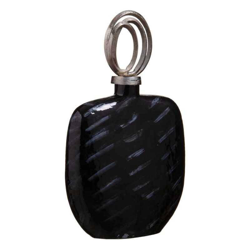 Vaso 28 x 14 x 48 cm Cristallo Nero Metallo Argento