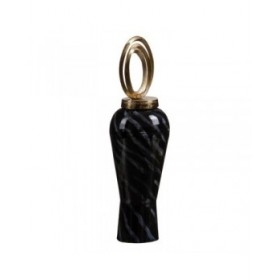 Vaso Cristallo Nero Dorato Metallo 15 x 15 x 46 cm