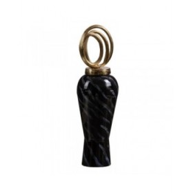 Vaso Cristallo Nero Dorato Metallo 15 x 15 x 46 cm