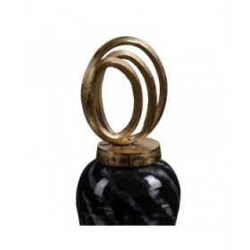 Vaso Cristallo Nero Dorato Metallo 15 x 15 x 46 cm