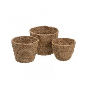 Set di Cesti Naturale 17 x 17 x 20 cm Fibra naturale (3 Pezzi)