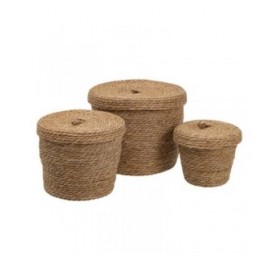 Cestino Multiuso 3 Pezzi 28 x 28 x 36 cm Naturale Fibra naturale