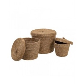 Cestino Multiuso 3 Pezzi 28 x 28 x 36 cm Naturale Fibra naturale