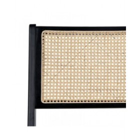 Poltrona Nero Naturale Legno Rattan Legno d'albero della gomma 60,5 x 73,5 x 72,5 cm