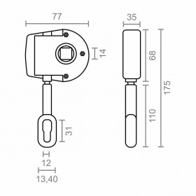 Meccanismo per tenda da sole a rullo Micel TLD05 Bianco 7,7 x 3,5 x 17,5 cm Manuale 1:11