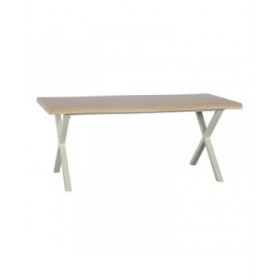 Tavolo da Pranzo Naturale Metallo 180 x 90 x 75 cm Crema DMF