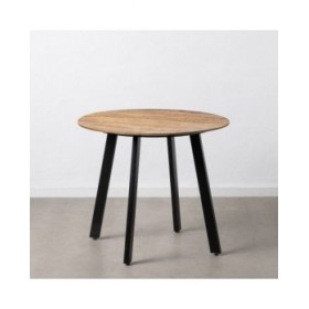 Tavolo da Pranzo 90 x 90 x 77 cm Naturale Nero Legno Ferro