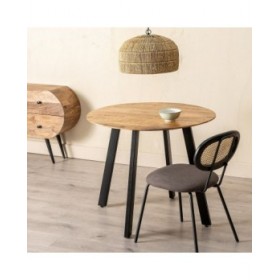 Tavolo da Pranzo 90 x 90 x 77 cm Naturale Nero Legno Ferro