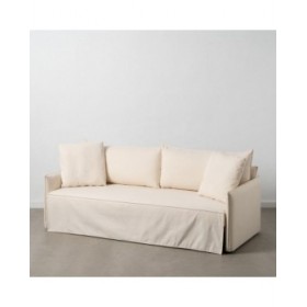 Divano Letto 200 x 94 x 86 cm Tessuto Sintetico Crema