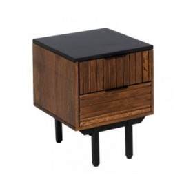 Comodino ABNER Marrone Nero Ferro Legno di mango 40 x 40 x 50 cm