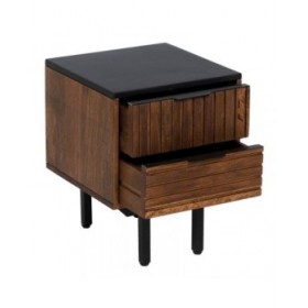 Comodino ABNER Marrone Nero Ferro Legno di mango 40 x 40 x 50 cm