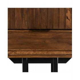 Comodino ABNER Marrone Nero Ferro Legno di mango 40 x 40 x 50 cm