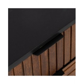Comodino ABNER Marrone Nero Ferro Legno di mango 40 x 40 x 50 cm