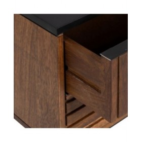 Comodino ABNER Marrone Nero Ferro Legno di mango 40 x 40 x 50 cm