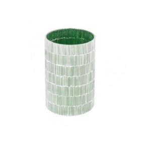 Portacandele Verde Cristallo Cemento 13 x 13 x 20 cm