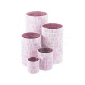 Portacandele Rosa Cristallo Cemento 13 x 13 x 20 cm