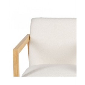 Sedia a Dondolo Bianco Naturale Legno d'albero della gomma Tessuto 60 x 83 x 72 cm