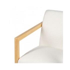 Sedia a Dondolo Bianco Naturale Legno d'albero della gomma Tessuto 60 x 83 x 72 cm