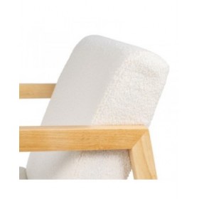 Sedia a Dondolo Bianco Naturale Legno d'albero della gomma Tessuto 60 x 83 x 72 cm