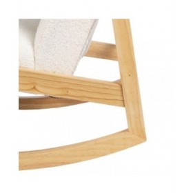 Sedia a Dondolo Bianco Naturale Legno d'albero della gomma Tessuto 60 x 83 x 72 cm