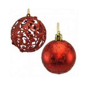Palle di Natale Rosso Plastica 6 x 6 x 6 cm (12 Unità)