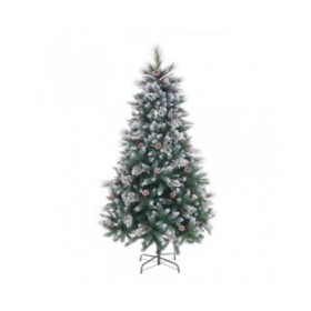 Albero di Natale Bianco Rosso Verde PVC Metallo Polietilene Nevoso 210 cm