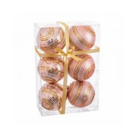 Palle di Natale Rosa Plastica Spirale 8 x 8 x 8 cm (6 Unità)