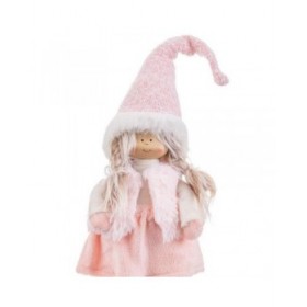 Decorazione Natalizia Rosa Metallo Poliresina Polyfoam Tessuto Bambina 19 x 10 x 51 cm