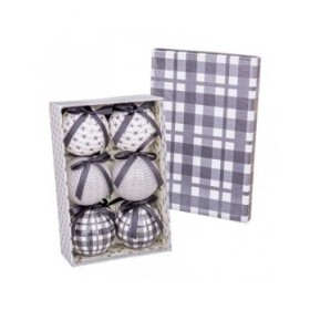 Palle di Natale Bianco Grigio Carta Polyfoam 7,5 x 7,5 x 7,5 cm (6 Unità)