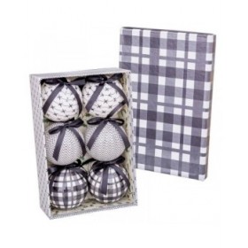 Palle di Natale Bianco Grigio Carta Polyfoam 7,5 x 7,5 x 7,5 cm (6 Unità)