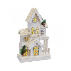 Decorazione Natalizia Bianco Legno Casa 24 x 11 x 39 cm