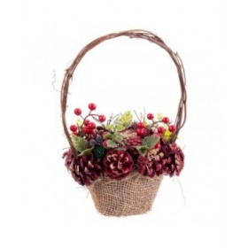 Decorazione Natalizia Rosso Multicolore Rattan Plastica Foam Ananas Cestino 21 x 21 x 30 cm