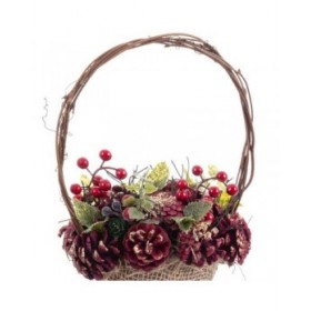 Decorazione Natalizia Rosso Multicolore Rattan Plastica Foam Ananas Cestino 21 x 21 x 30 cm