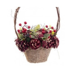 Decorazione Natalizia Rosso Multicolore Rattan Plastica Foam Ananas Cestino 21 x 21 x 30 cm