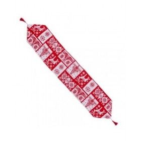 Runner da Tavolo Natale Bianco Rosso Poliestere 180 x 33 cm