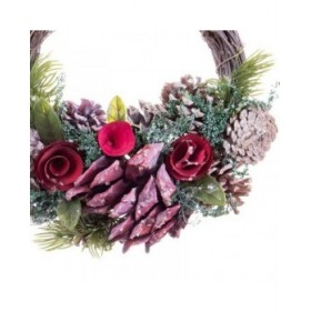 Ghirlanda di Natale Rosso Multicolore Rattan Plastica Foam Ananas 24 x 22 x 8 cm