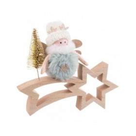 Decorazione Natalizia Multicolore Naturale Legno Tessuto 18 x 6 x 16 cm