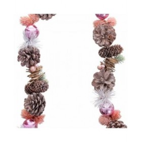 Ghirlanda di Natale Bianco Rosa Plastica Foam Ananas 150 cm
