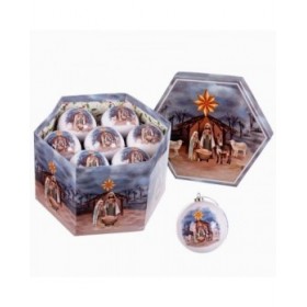 Palle di Natale Multicolore Carta Polyfoam Natività/Presepe 7,5 x 7,5 x 7,5 cm (14 Unità)