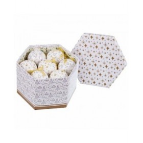Palle di Natale Bianco Dorato Carta Polyfoam 7,5 x 7,5 x 7,5 cm (14 Unità)