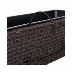 Vaso per ringhiera Alexandra House Living Marrone Ferro Rattan Plastica 20 x 19 x 61 cm