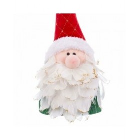 Decorazione Natalizia Multicolore Piume Sabbia Tessuto Babbo Natale 12 x 36 cm