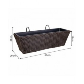 Vaso per ringhiera Alexandra House Living Marrone Ferro Rattan Plastica 20 x 19 x 61 cm