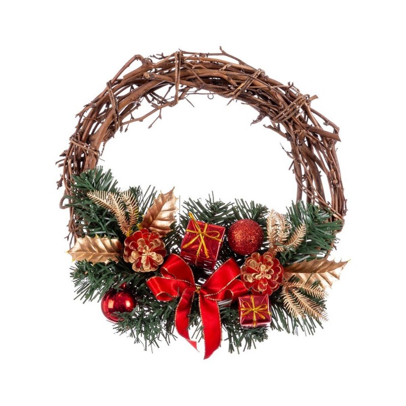Ghirlanda di Natale Rattan Rosso Multicolore PVC 20 x 20 x 10 cm