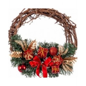 Ghirlanda di Natale Rattan Rosso Multicolore PVC 20 x 20 x 10 cm